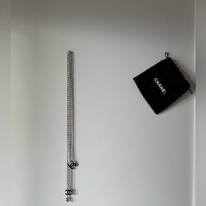 *Like New* Chanel 2010 Enamel CC Logo Chain Belt Silver Black